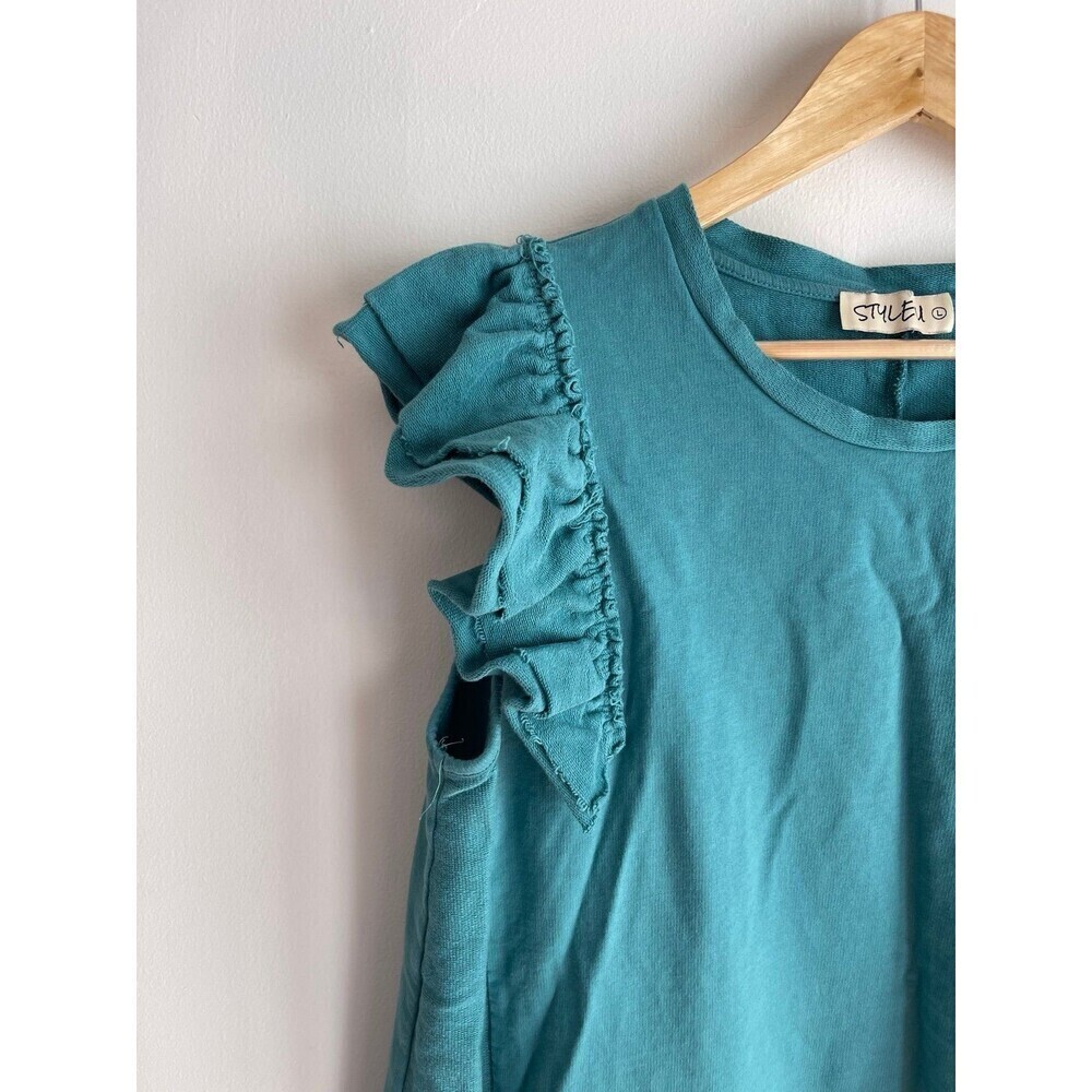 Teal Ruffle Sleeve Dress Size Medium - Picture 3 of 9